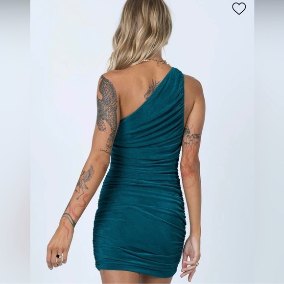 Lioness princess Polly green asymmetrical one shoulder mini ruched dress Xxs - Picture 5 of 16
